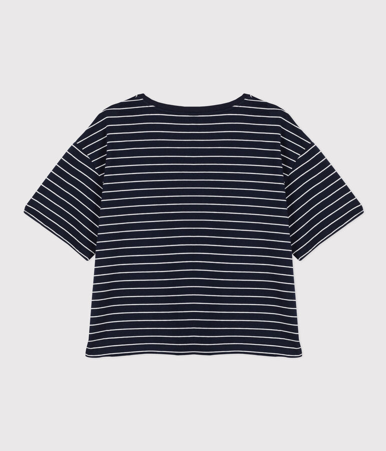 T-shirt LE BOXY en coton Femme bleu/blanc