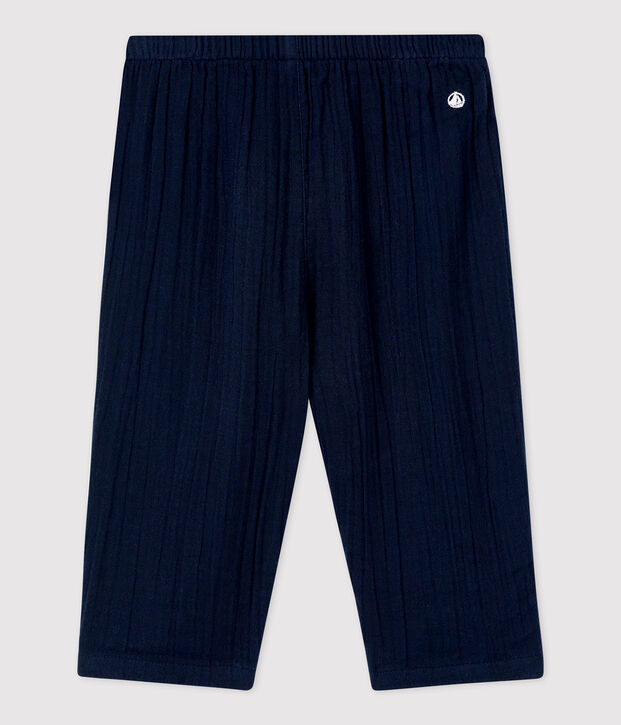 Pantalon en gaze de coton bio b&eacute;b&eacute; bleu marine