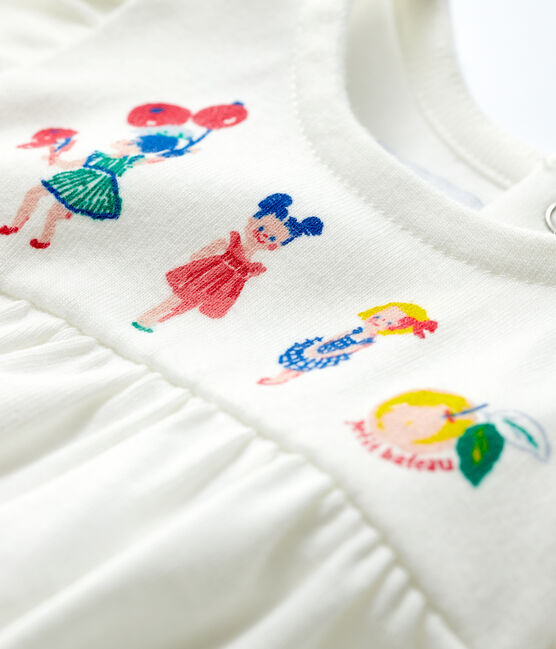 Blouse manches courtes en coton bébé fille blanc MARSHMALLOW