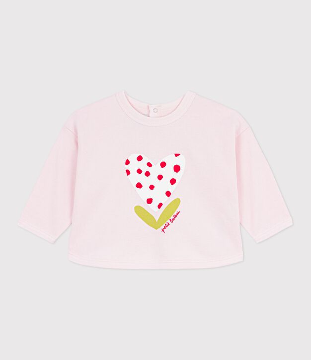 Sweatshirt b&eacute;b&eacute; en coton &agrave; motifs rose clair