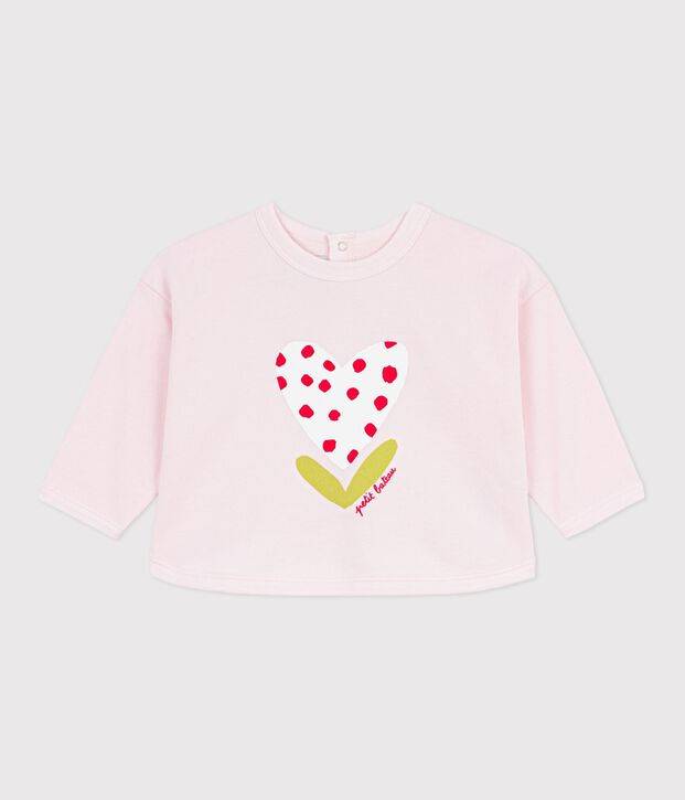 Sweatshirt &agrave; capuche b&eacute;b&eacute; en coton &agrave; motifs rose clair