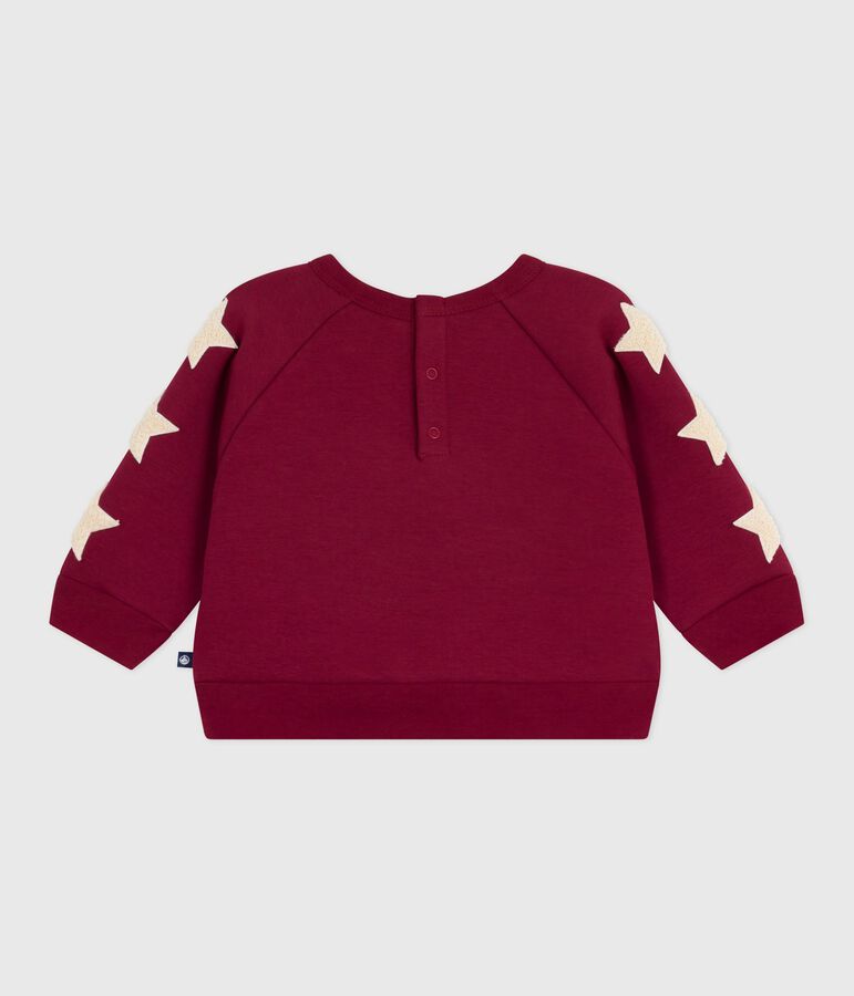 Sweatshirt b&eacute;b&eacute; en coton doux et chaud motif &eacute;toiles rouge AMARANTE
