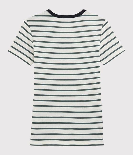 T-shirt col V iconique en coton Femme blanc MARSHMALLOW/vert VALLEE