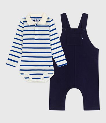 Ensemble cadeau bébé en coton : salopette et body