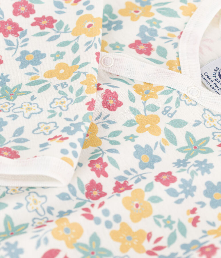 Dors-bien fleurs en coton blanc MARSHMALLOW/blanc MULTICO