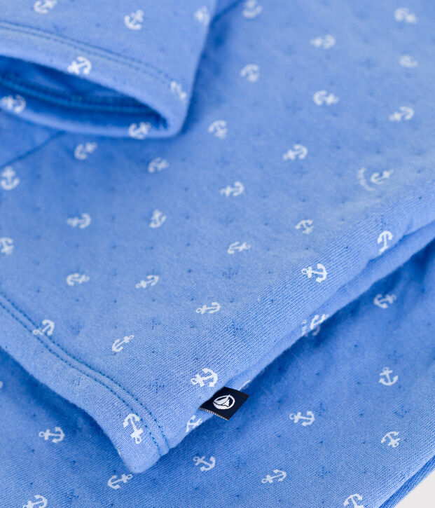 Ensemble b&eacute;b&eacute; deux pi&egrave;ces en coton bleu/blanc