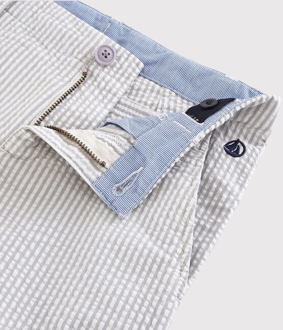 Bermuda en seersucker enfant garçon gris GRIS/blanc MARSHMALLOW