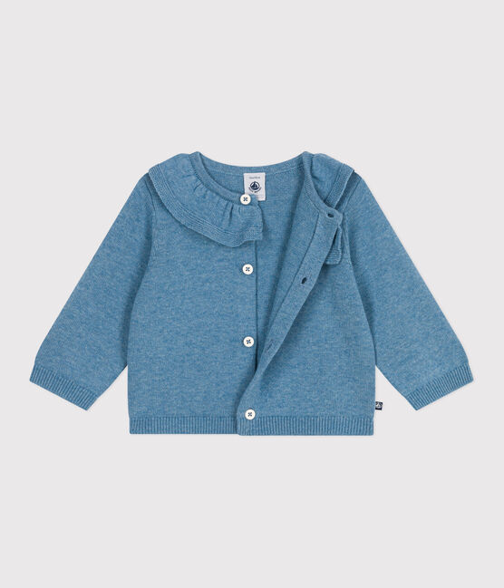 Cardigan bébé en tricot laine et coton uni à col ADRIATIC
