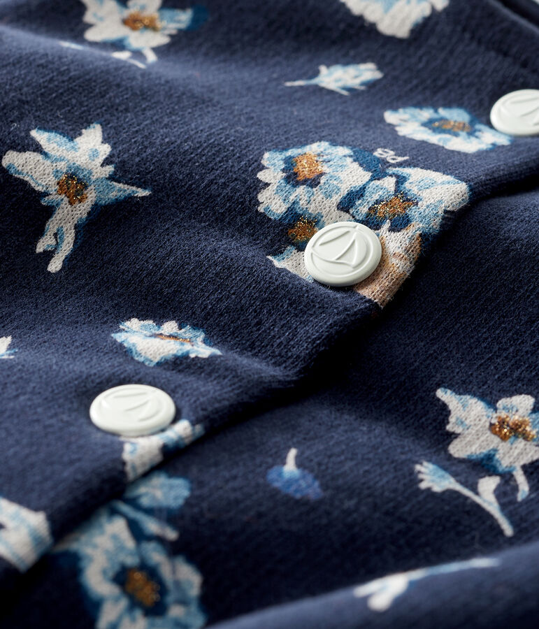 Cardigan b&eacute;b&eacute; fille en molleton imprim&eacute; bleu/multicouleur