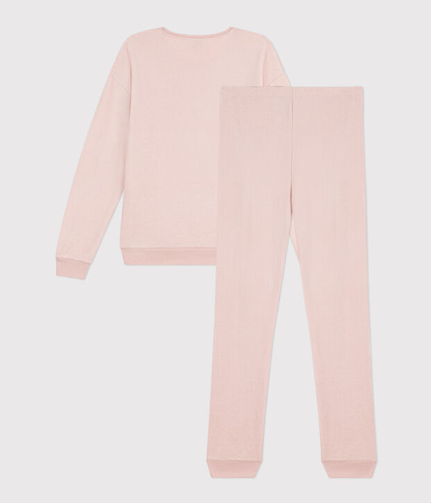 Pyjama femme en bouclette &eacute;ponge rose