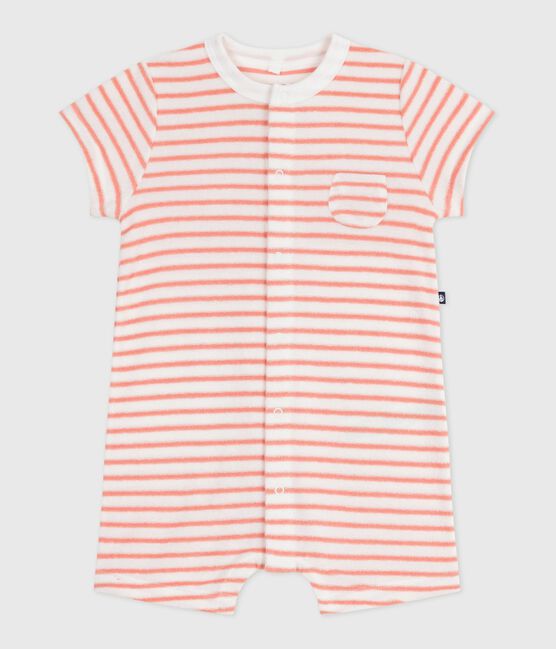 Combicourte bébé en coton éponge rayée orange MARSHMALLOW/ ABRICOT