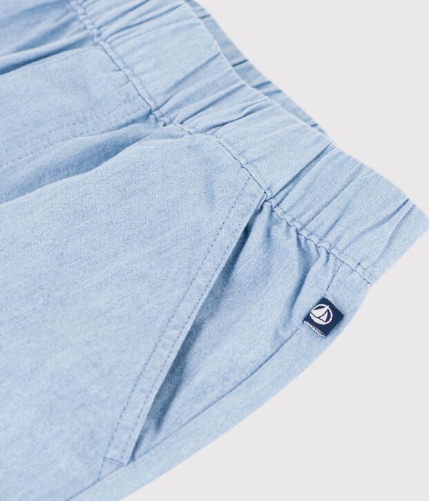 Bermuda short enfant en coton uni bleu