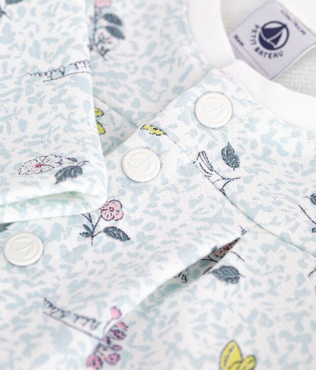 Cardigan b&eacute;b&eacute; fille en molleton imprim&eacute; blanc/multicouleur