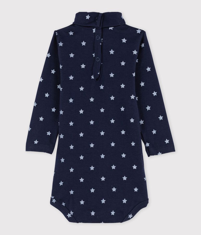 Body manches longues col roul&eacute; b&eacute;b&eacute; mixte bleu/blanc