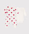 Ensemble 3 pièces imprimé coeur en coton bébé blanc MARSHMALLOW/rouge TERKUIT