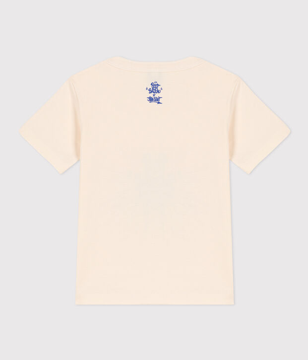 Tee-shirt manches courtes en coton enfant gar&ccedil;on &eacute;cru/multicouleur