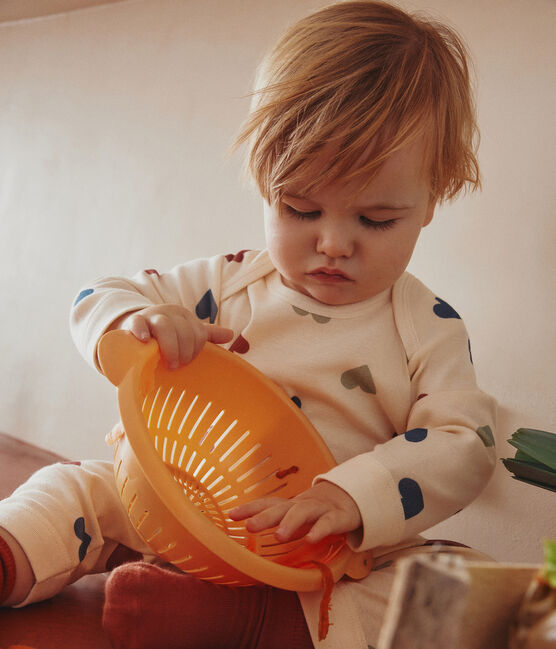 Pyjama cœurs sans pieds en coton bébé blanc AVALANCHE/ MULTICO
