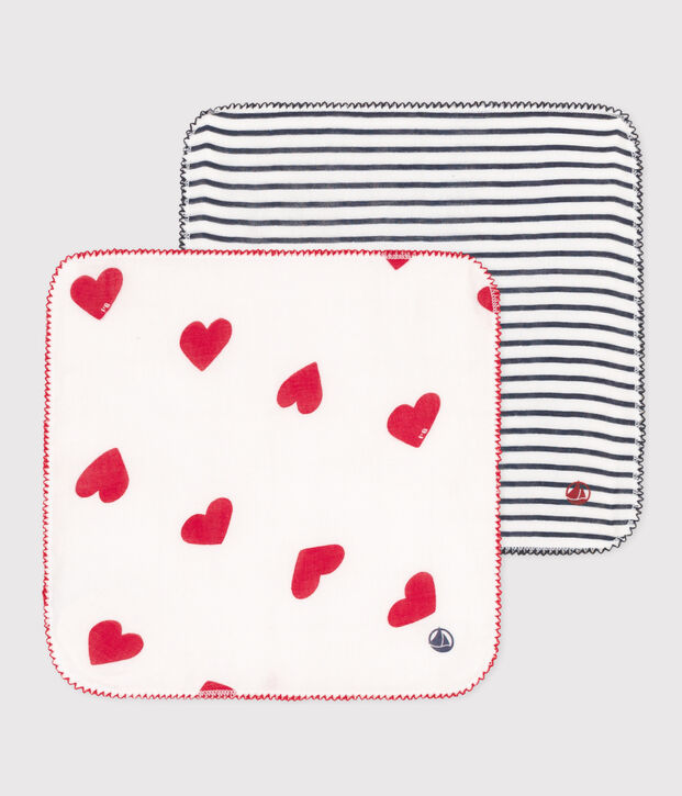 LOT DE 2 MOUCHOIRS B&Eacute;B&Eacute; EN GAZE DE COTON multicouleur