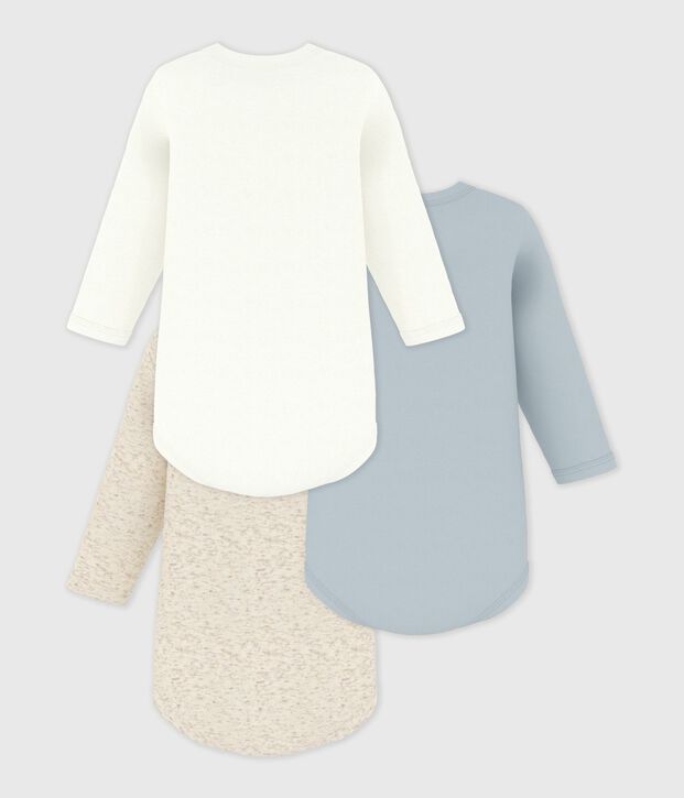 Lot de 3 bodies manches longues unis en coton multicouleur