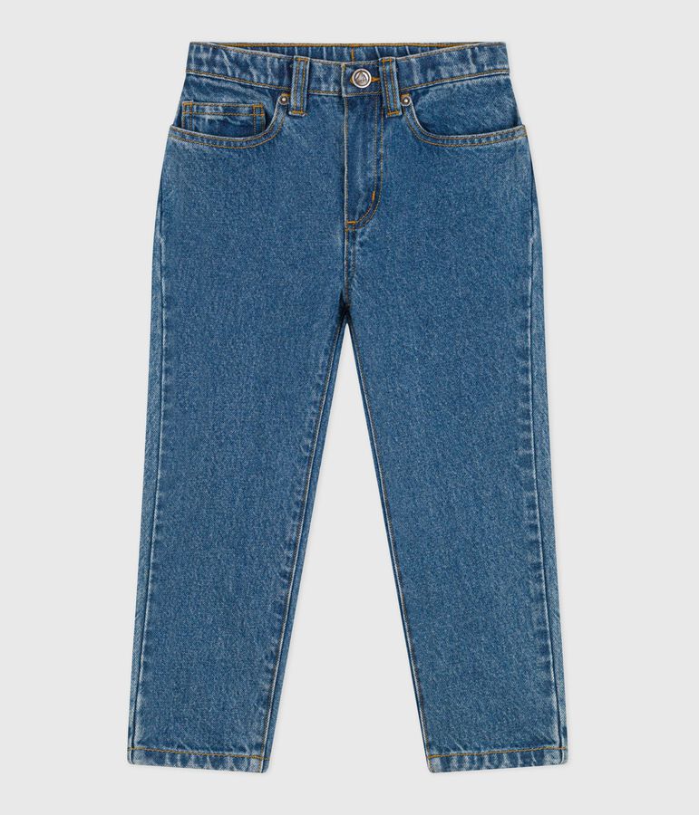 Pantalon enfant en denim bleu BLEU MOYEN