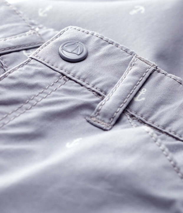 Pantalon en twill en brod&eacute; b&eacute;b&eacute; gar&ccedil;on gris