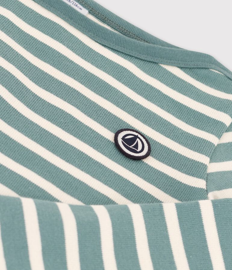 Marini&egrave;re en coton enfant fille / gar&ccedil;on vert BRUT/blanc AVALANCHE