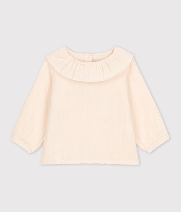 Blouse manches longues b&eacute;b&eacute; en gaze de coton &eacute;cru