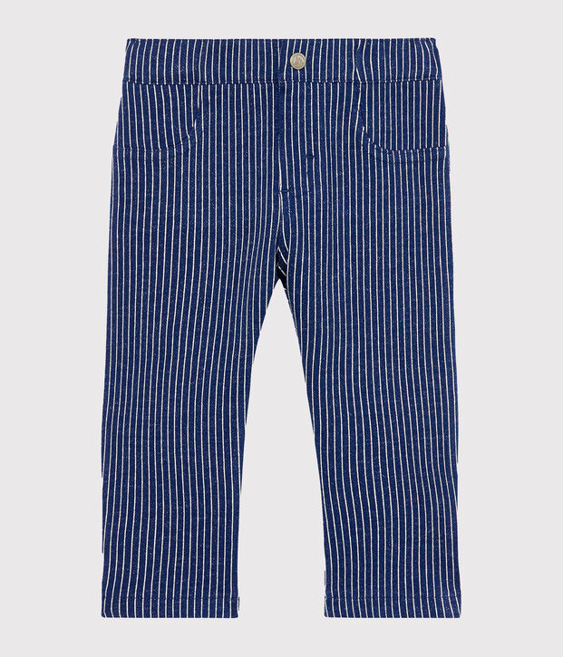 Pantalon en maille ray&eacute;e b&eacute;b&eacute; gar&ccedil;on bleu/blanc