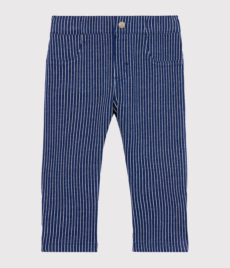 Pantalon en maille ray&eacute;e b&eacute;b&eacute; gar&ccedil;on bleu/blanc