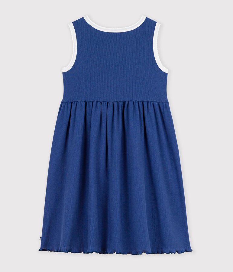 Robe sans manches enfant en coton uni bleu