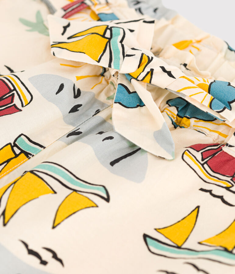 Short imprim&eacute; en popeline enfant fille blanc AVALANCHE/ MULTICO