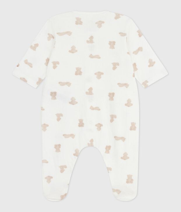 Pyjama b&eacute;b&eacute; en tubique imprim&eacute; blanc/BRUN