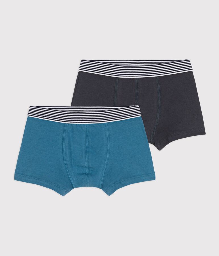 Lot de 2 boxers petit gar&ccedil;on en coton biologique et &eacute;lasthanne multicouleur