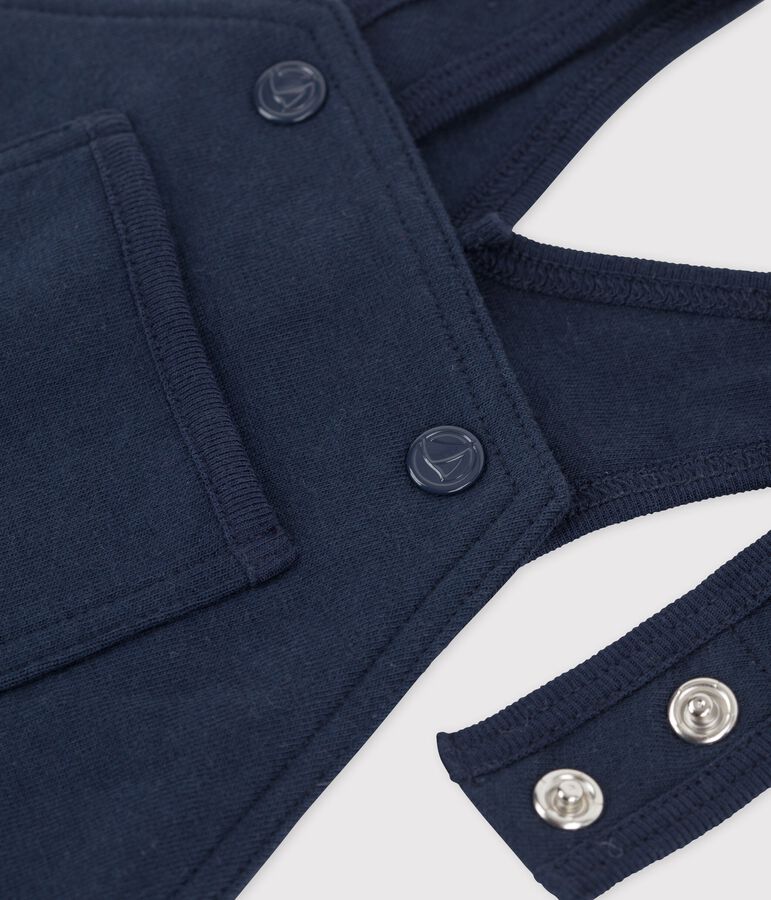 Salopette longue en jersey &eacute;pais bio b&eacute;b&eacute; bleu SMOKING