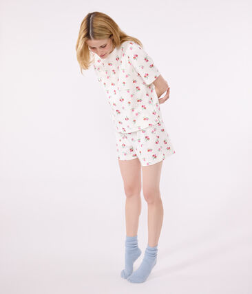 Pyjama short femme en coton imprimé fruits
