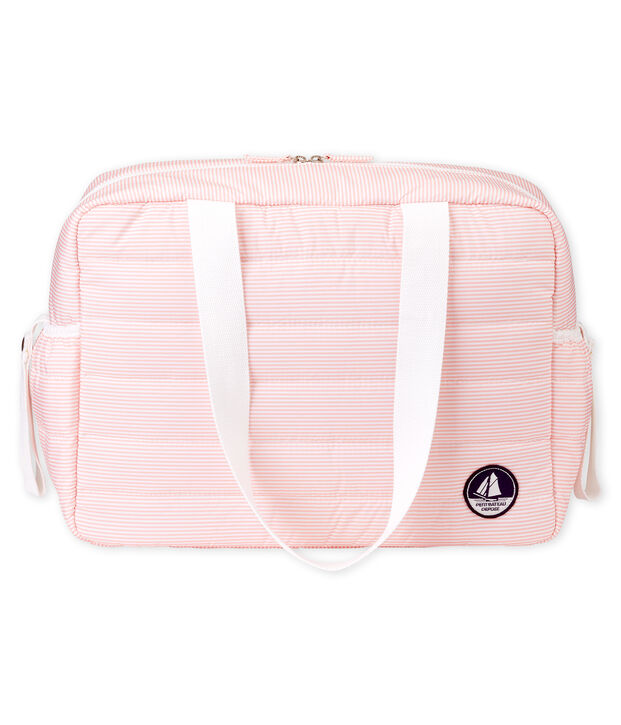 Sac &agrave; langer en polyester matelass&eacute;. rose/blanc