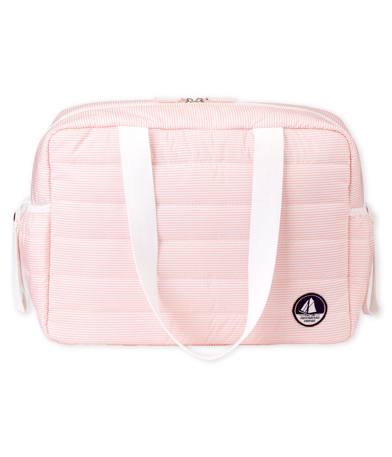 Sac &agrave; langer en polyester matelass&eacute;. rose/blanc