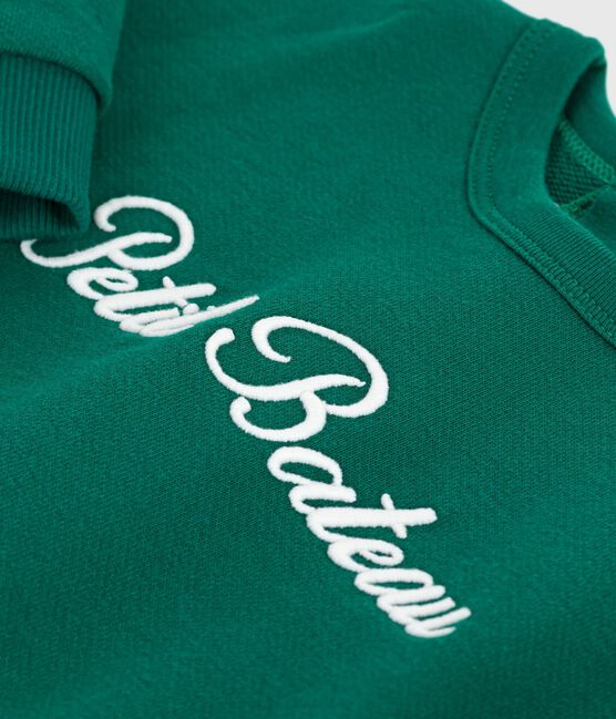 Sweatshirt bébé en coton brodé Petit Bateau vert EVERGREEN