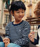 Tee-shirt manches longues en tubique enfant garçon bleu SMOKING/blanc MARSHMALLOW