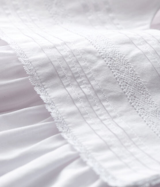 Robe cérémonie sans manches en popeline bébé fille blanc ECUME