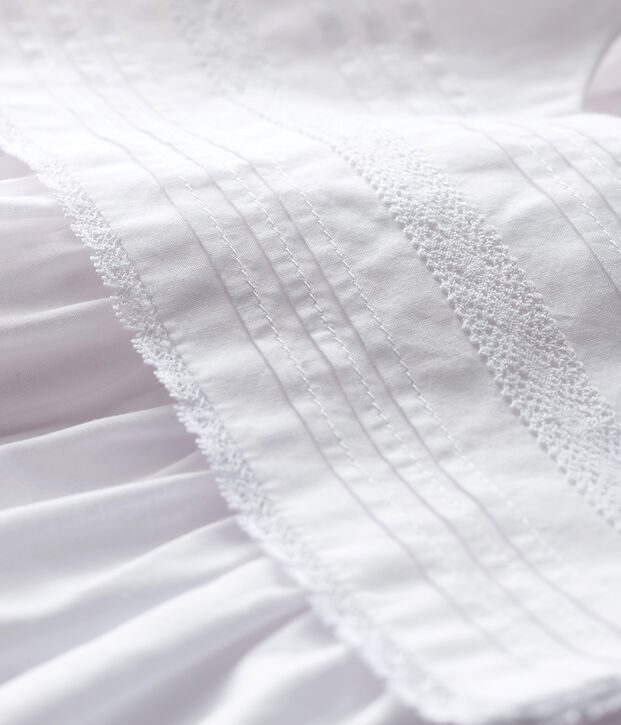 Robe c&eacute;r&eacute;monie sans manches en popeline b&eacute;b&eacute; fille blanc