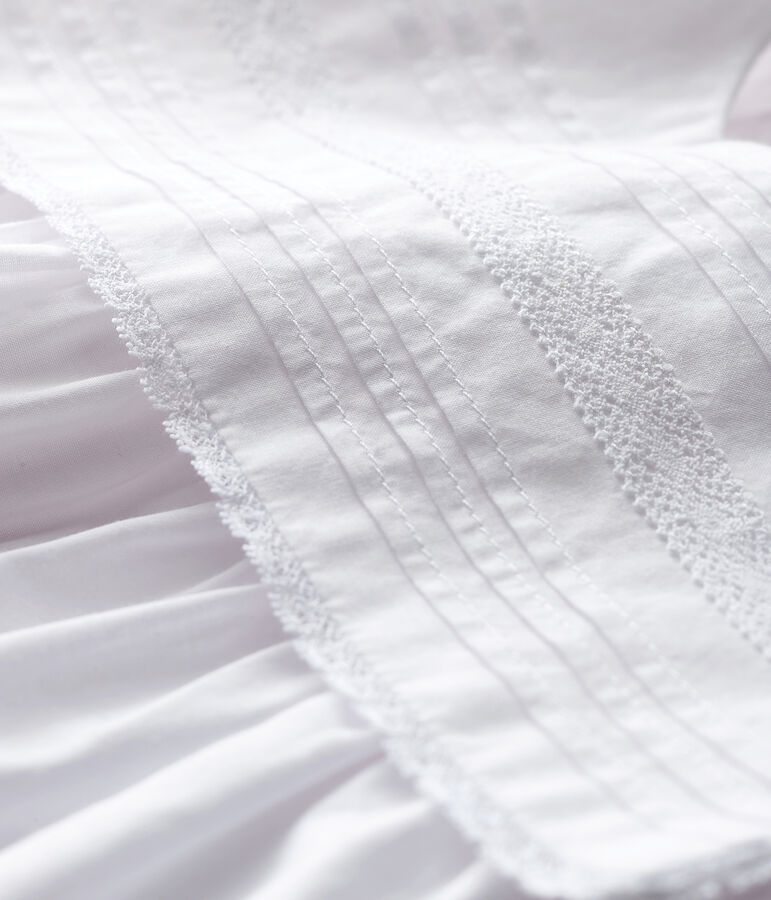 Robe c&eacute;r&eacute;monie sans manches en popeline b&eacute;b&eacute; fille blanc ECUME