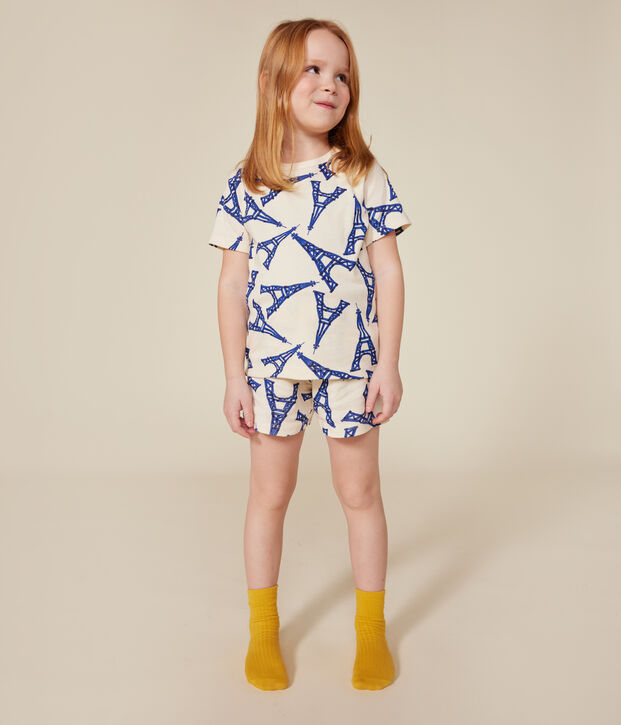 Pyjacourt Paris en coton enfant &eacute;cru/multicouleur