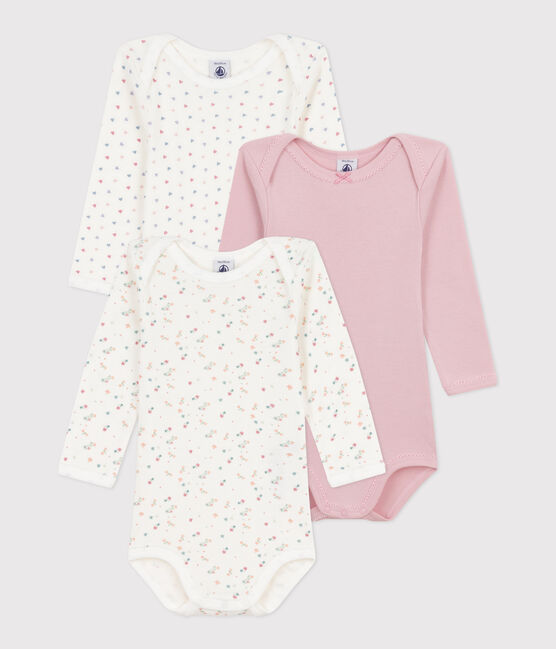 Lot de bodies manches longues en coton imprimé fleuri bébé variante 1