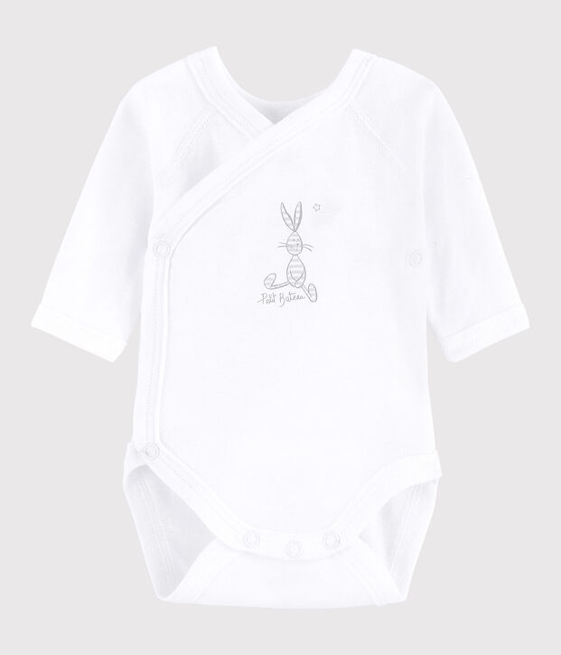 Body crois&eacute; manches longues b&eacute;b&eacute; fille-gar&ccedil;on blanc