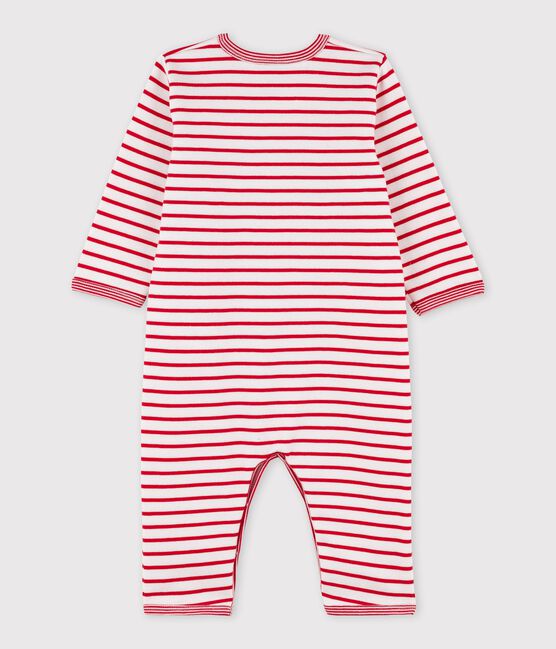 Dors-bien bébé sans pied en molleton blanc MARSHMALLOW/rouge TERKUIT