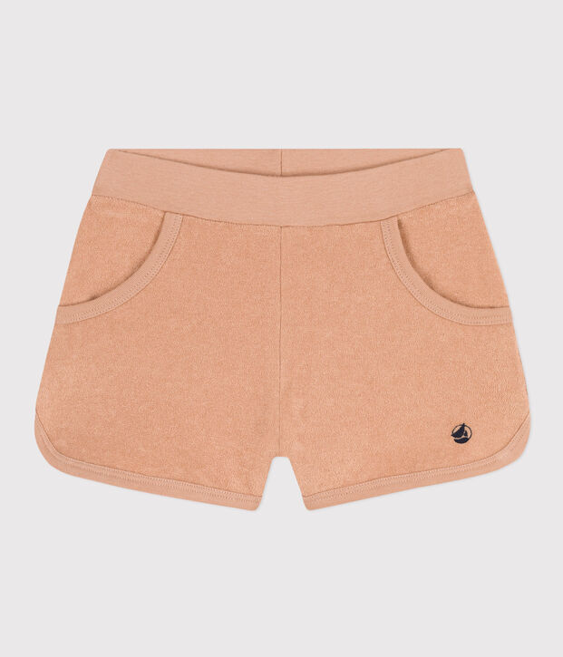 Short en bouclette &eacute;ponge enfant fille beige