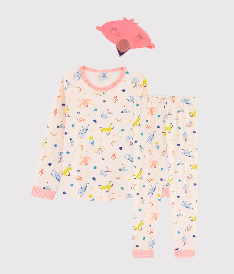 Pyjama d&eacute;guisement flamand rose petite fille en c&ocirc;te rose/multicouleur