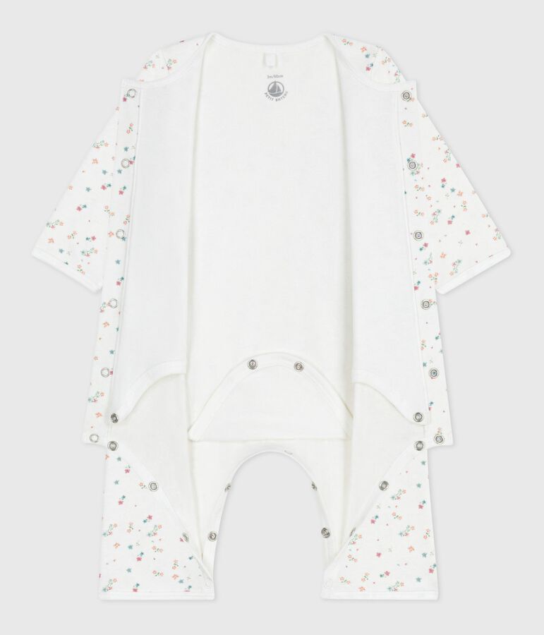 Bodyjama b&eacute;b&eacute; sans pieds en coton imprim&eacute; fleuri blanc MARSHMALLOW/blanc MULTICO