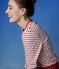T-shirt marinière en coton Femme blanc MARSHMALLOW/rouge TERKUIT